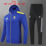 Juventus Hoodie Blue Training Suit Jacket + Pants Kids 2021/22