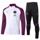 2020-2021 PSG White Purple Jacket Soccer Training Suit