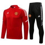 Manchester United Red - White Training Suit Jacket + Pants Mens 2021/22