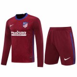2020/2021 Atletico Madrid Goalkeeper Red Long Sleeve Men's Soccer Jersey + Shorts Set