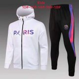PSG x Jordan Hoodie White Training Suit(Jacket + Pants) Kids 2021/22