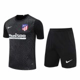 2020/2021 Atletico Madrid Goalkeeper Black Men's Soccer Jersey + Shorts Set