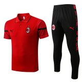AC Milan Red Training Suit Polo + Pants Mens 2022/23