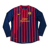2011/12 Barcelona Retro Home Blue Navy & Red Stripes LS Men Soccer Jersey Shirt