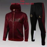 PSG x Jordan Hoodie Maroon Training Suit(Jacket + Pants) Kids 2021/22
