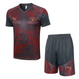 Manchester City Grey - Red Training Jersey + Short Mens 2023/24