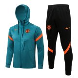 Chelsea Hoodie Green Training Suit Jacket + Pants Mens 2021/22
