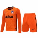 2020/2021 Atletico Madrid Goalkeeper Orange Long Sleeve Men's Soccer Jersey + Shorts Set