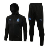 Olympique Marseille Hoodie All Black Training Suit Jacket + Pants Mens 2021/22