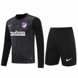 2020/2021 Atletico Madrid Goalkeeper Black Long Sleeve Men's Soccer Jersey + Shorts Set