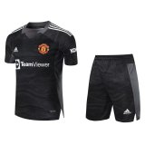 Manchester United Goalkeeper Black Jersey + Shorts Mens 2021/22
