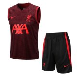 Liverpool Burgundy 3D Training Suit Singlet + Short Mens 2021/22