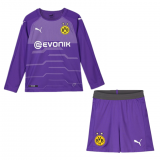 Borussia Dortmund 18-19 Cup Third Goalkeeper Purple LS Kids Soccer Jersey+Short