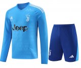 Juventus Goalkeeper Blue Jersey + Short Mens 2023/24 #Long Sleeve