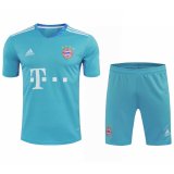 2020/2021 Bayern Munich Goalkeeper Blue Men's Soccer Jersey + Shorts Set