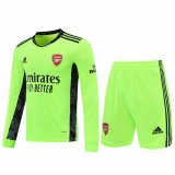 2020/2021 Arsenal Goalkeeper Green Long Sleeve Men's Soccer Jersey + Shorts Set