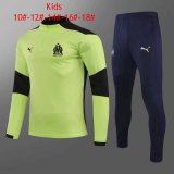 2020/2021 Olympique Marseille Green Half Zip Soccer Training Suit Kid's