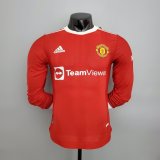 Manchester United Home Long Sleeve Mens Jersey 2021/22 #Player Version
