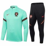 2020/2021 Portugal Green Half Zip Soccer Training Suit Men