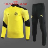 Kid's 2020-2021 Borussia Dortmund Yellow Half Zip Soccer Training Suit