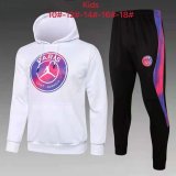 PSG x Jordan Hoodie Big Logo White Training Suit(Sweatshirt + Pants) Kids 2021/22