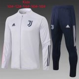 Kid's 2020-2021 Juventus Light Grey Jacket Soccer Training Suit