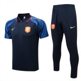 Netherlands Dark Blue Training Suit Polo + Pants Mens 2022/23