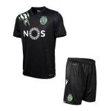 2020/2021 Sporting Portugal Away Black Kids Soccer Jersey Kit(Shirt + Short)