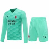2020/2021 AC Milan Goalkeeper Green Long Sleeve Men's Soccer Jersey + Shorts Set