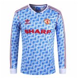 1990/92 Manchester United Retro Away Blue LS Men Soccer Jersey Shirt