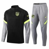 2020-2021 Atletico Madrid Black-Grey Half Zip Soccer Training Suit