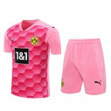 2020/2021 Borussia Dortmund Goalkeeper Pink Men's Soccer Jersey + Shorts Set