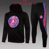 PSG x Jordan Hoodie Big Logo Black Training Suit(Sweatshirt + Pants) Kids 2021/22