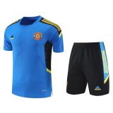 Manchester United Blue Training Suit Jersey + Pants Mens 2021/22