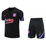 Barcelona Black Training Suit (Jersey+Short) Mens 2021/22