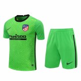 2020/2021 Atletico Madrid Goalkeeper Green Men's Soccer Jersey + Shorts Set