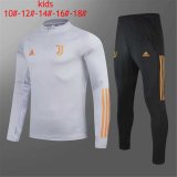 Kid's 2020-2021 Juventus UCL Grey Half Zip Soccer Training Suit