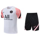 PSG White - Pink Traning Kit (Jersey + Shorts) Mens 2021/22