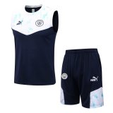Manchester City Navy Training Suit Singlet + Short Mens 2021/22