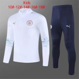 Kid's 2020-2021 Manchester City White Half Zip Soccer Training Suit