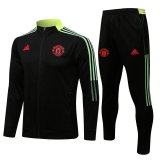 Manchester United Black - Green Training Suit Jacket + Pants Mens 2021/22