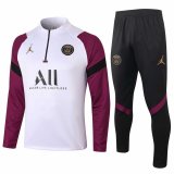 2020-2021 PSG White - Purple Half Zip Soccer Training Suit
