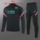 2020/2021 Barcelona Black Half Zip Soccer Training Suit Kid's