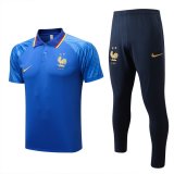 France Blue Training Suit Polo + Pants Mens 2022/23
