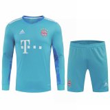 2020/2021 Bayern Munich Goalkeeper Blue Long Sleeve Men's Soccer Jersey + Shorts Set