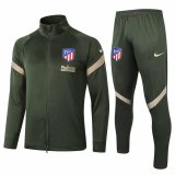 2020-2021 Atletico Madrid Olive Green Jacket Soccer Training Suit
