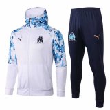 Olympique Marseille Hoodie White Training Suit (Jacket + Pants) Mens 2020/21
