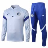 2020-2021 Chelsea Light Grey Half Zip Soccer Training Suit