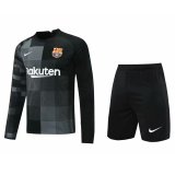Barcelona Goalkeeper Black Long Sleeve Jersey + Short Mens 2021/22