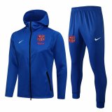 Barcelona Hoodie Blue Training Suit(Jacket + Pants) Mens 2021/22